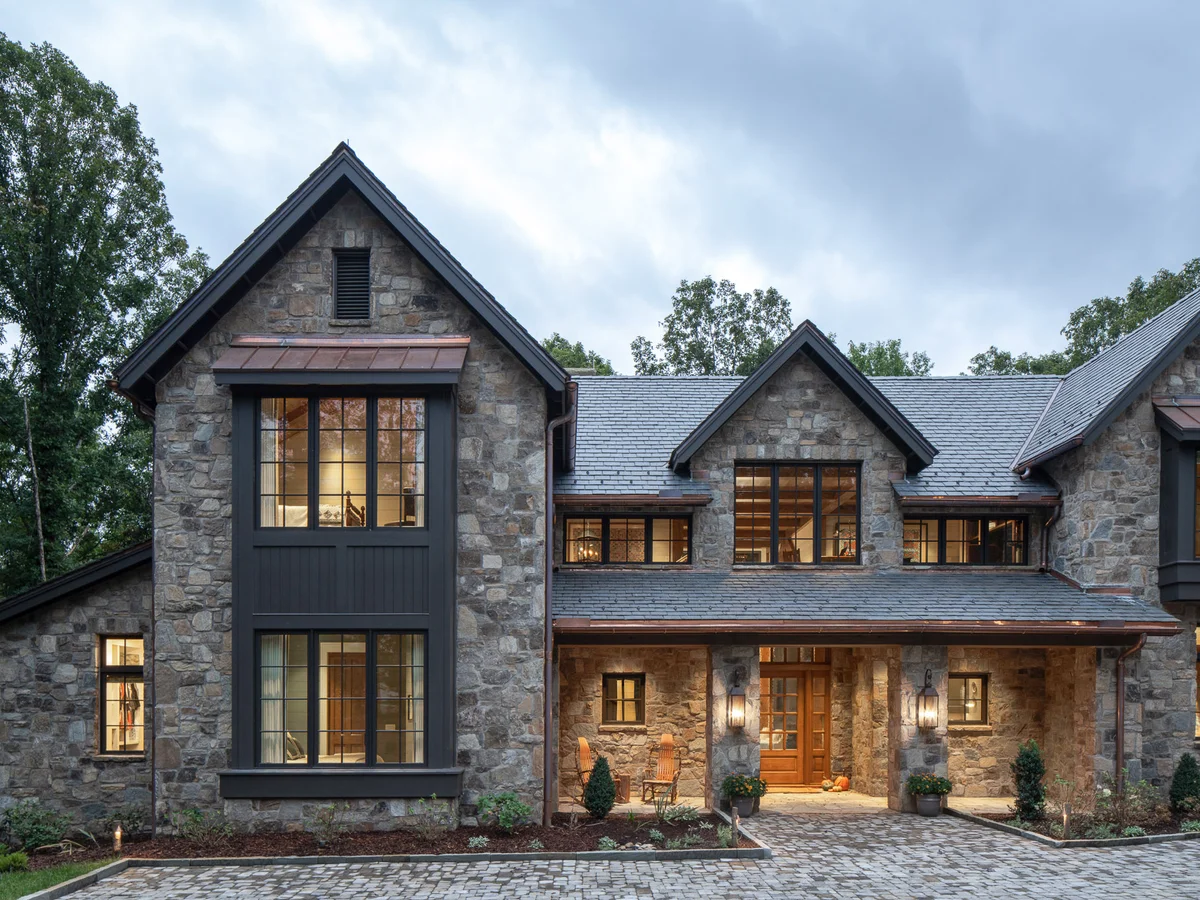 Ramble Retreat exterior at dusk