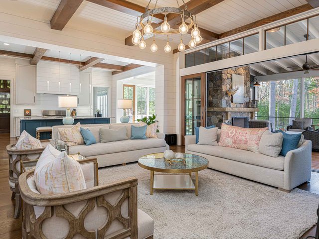 Blue beauty living area with sofas