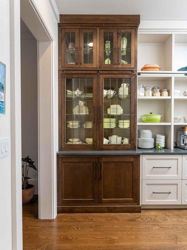 Blue beauty pantry with cubbard