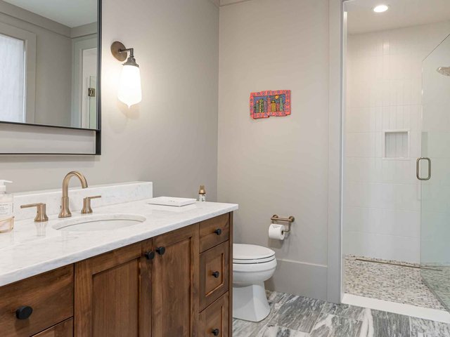 Blue beauty guest bathroom