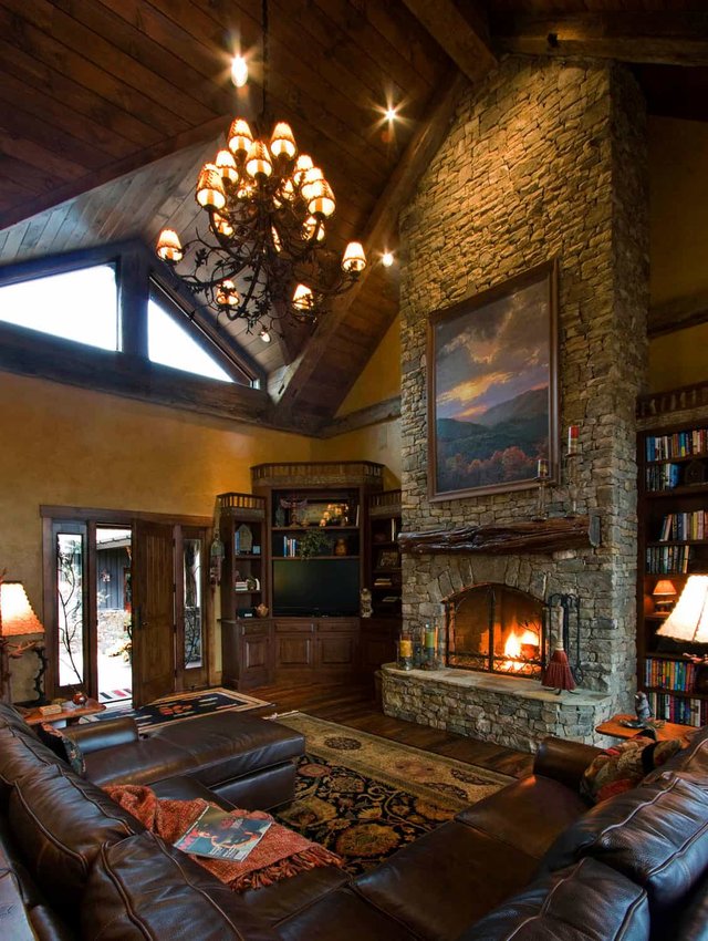 Balsam Haven Living Room with Grand Fireplace