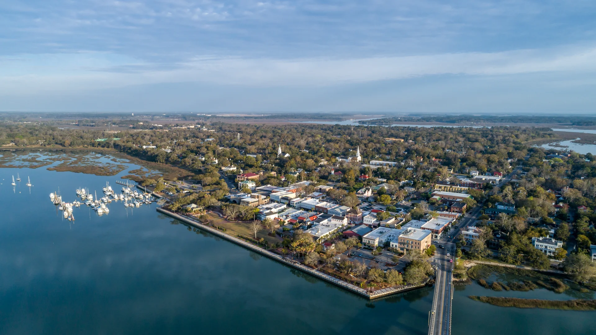 Aerial view of Beaufort SC coast line