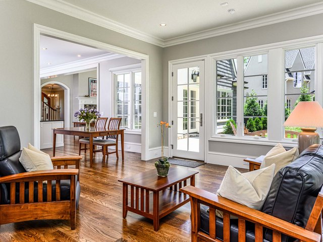 Brookline Manor living room and dining area