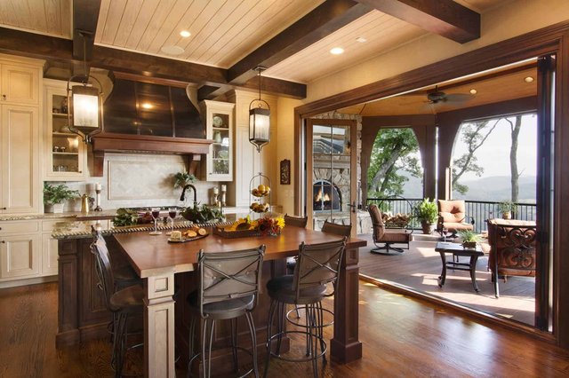 Eagles Nest Kitchen Open to Outdoor Seating Area