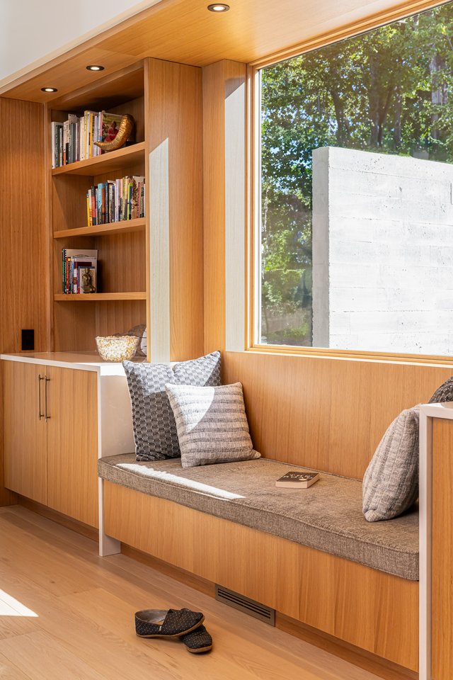 Custom window seat overlooking patio