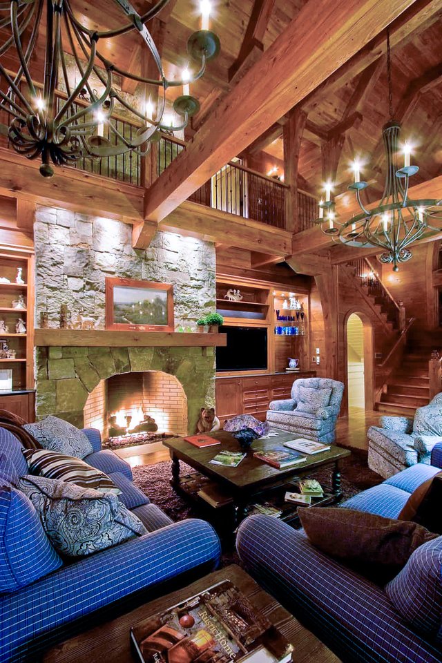 Lake Retreat Living Room and Fireplace 1