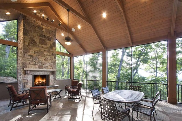 Reynolds Villa Covered Porch with Fireplace