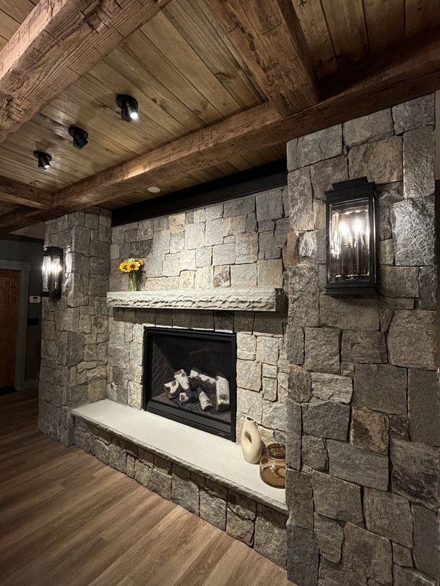 Rustic Retreat fireplace