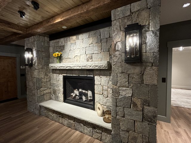 Rustic Retreat fireplace lighting