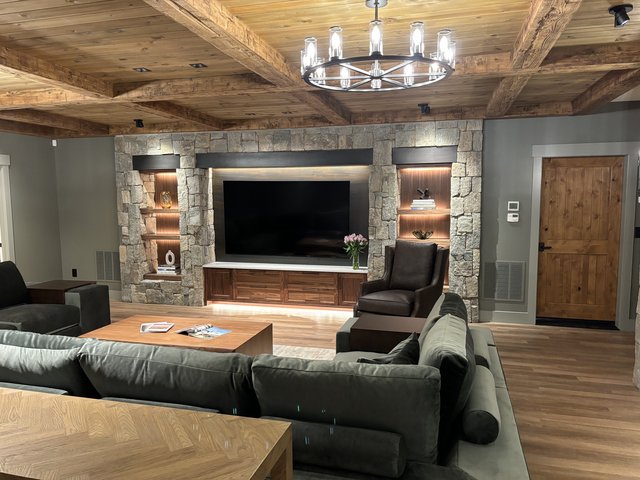 Rustic Retreat Living Room with Built Ins