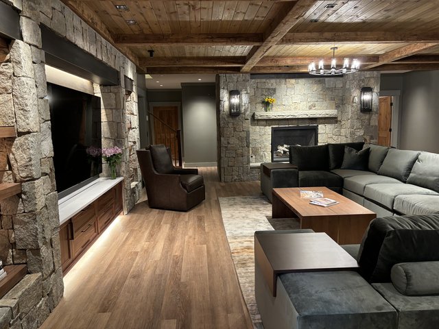 Rustic Retreat living room with exposed beams