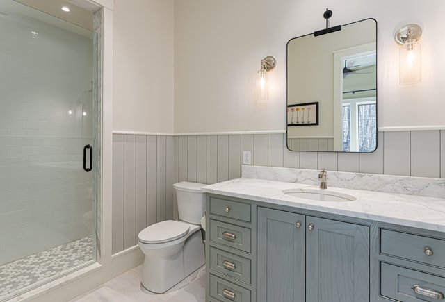 Secluded Sanctuary Guest Bathroom with Shower