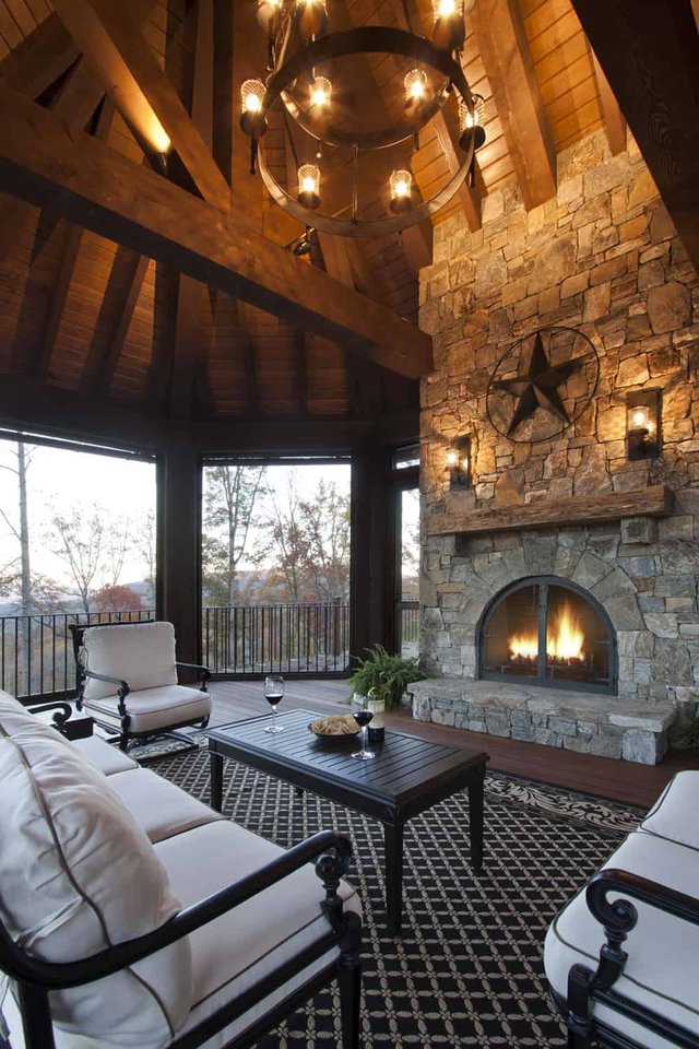 Walnut Chateau Outdoor Fireplace
